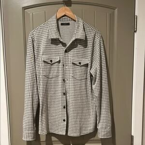 VINCE Gray Checkered Shirt Sz M